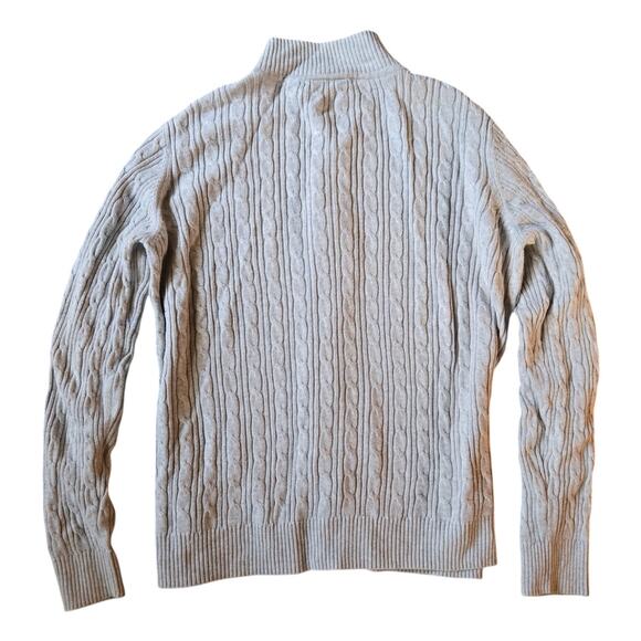 Amber Sun | Two Way Zipper, Grey Cable Knit Sweater | Size Large - Picture 7 of 7